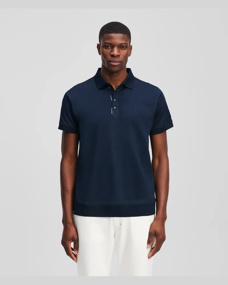 Karl Lagerfeld Poloshirt Mit Druckknöpfen, Mann, Night Blue, Größe Night