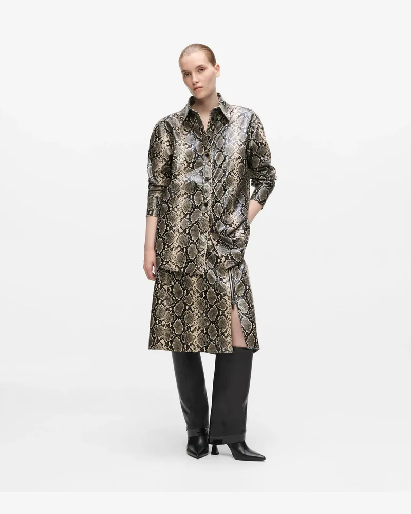 Karl Lagerfeld Midi-rock Aus Python-imitat, Damen, Natural Snake All Over Print, Größe Natural