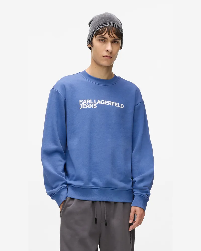 Karl Lagerfeld Sweatshirt Mit Regular-fit Und Logo, Herren, Gewaschene Bundesblau, Größe Gewaschene
