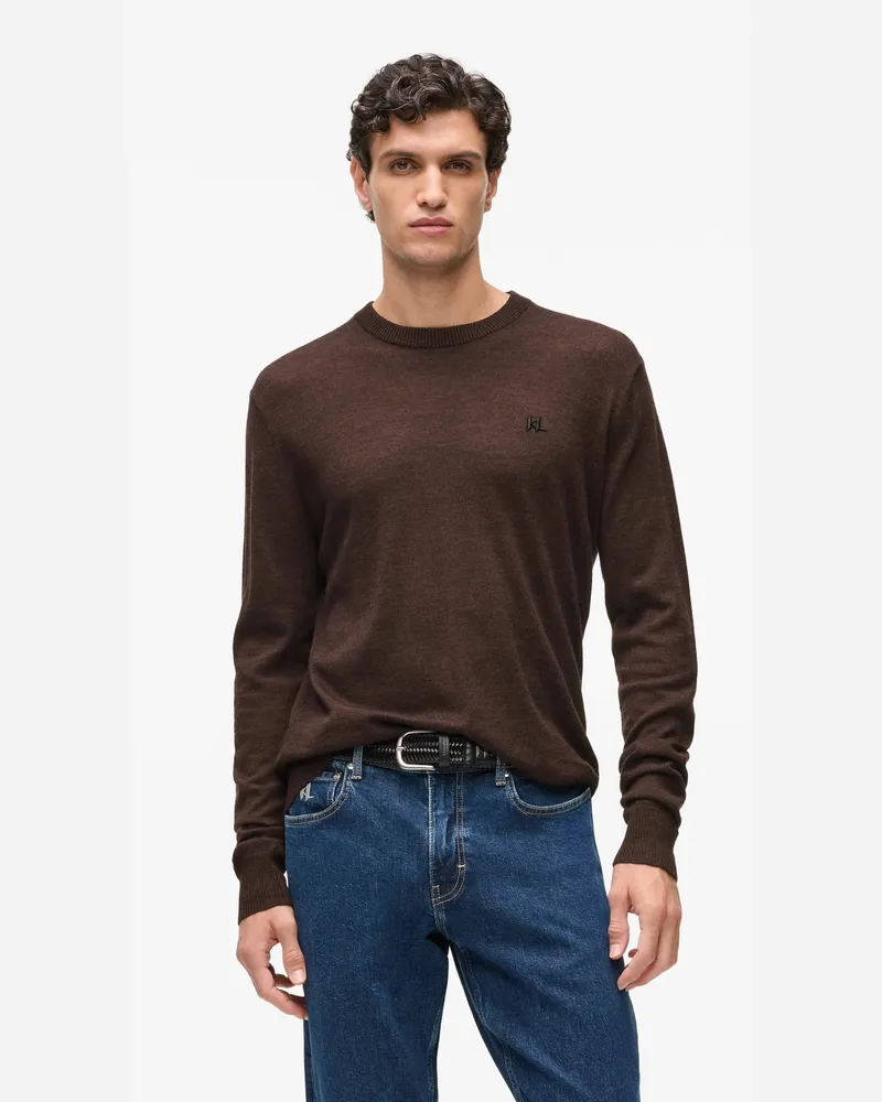 Karl Lagerfeld Pullover Mit Rundhalsausschnitt Aus Merinowolle, Male, Einkaufstasche, Size Brown