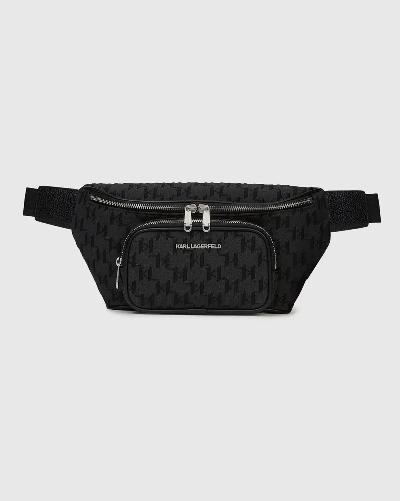 Karl Lagerfeld K/monogram Jacquard-gürteltasche, Male, Schwarz, Size Black