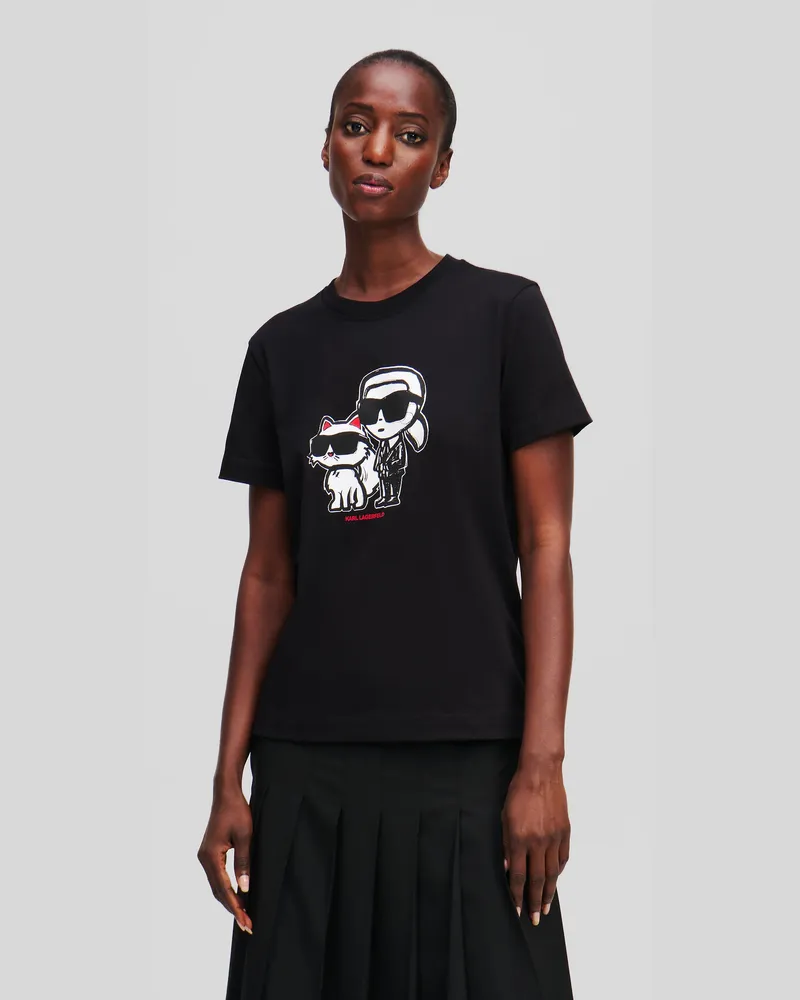 Karl Lagerfeld Ikon karl & Choupette t-shirt, Damen, Schwarz, Größe Schwarz
