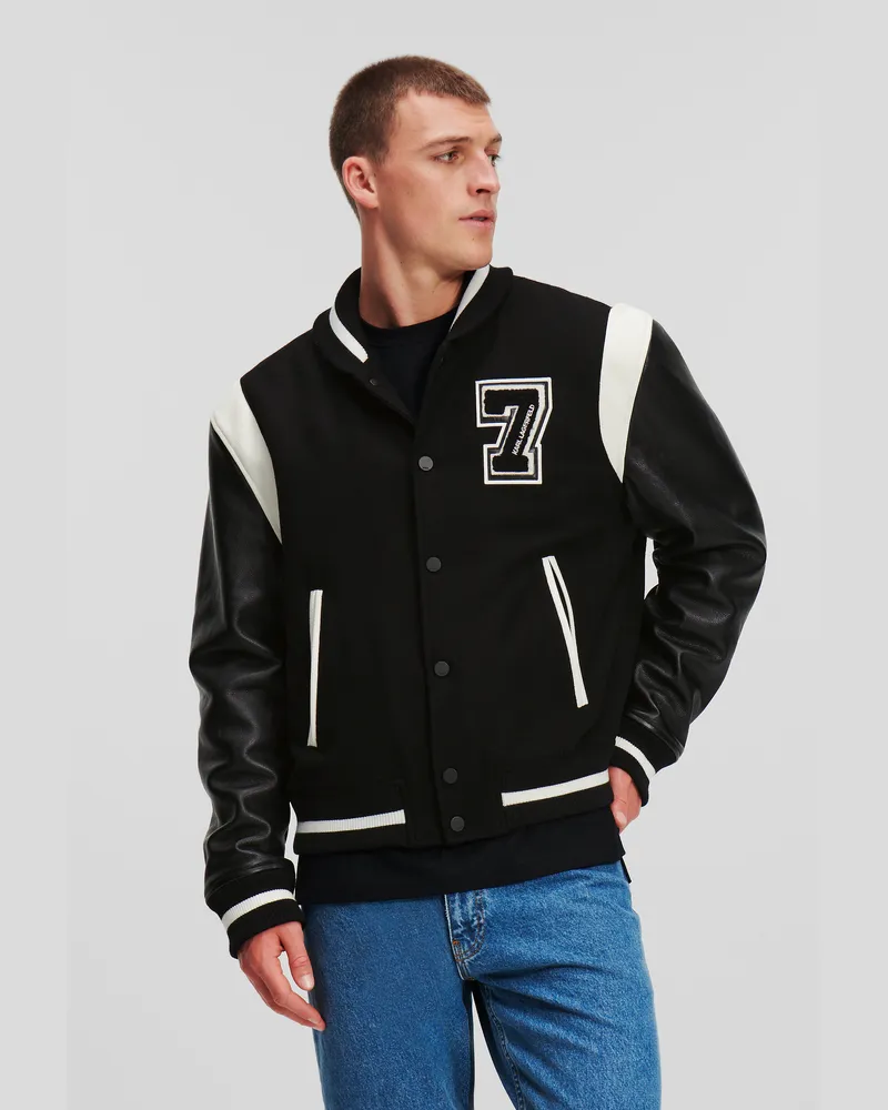 Karl Lagerfeld Varsity-bomberjacke, Mann, Schwarz, Größe Schwarz