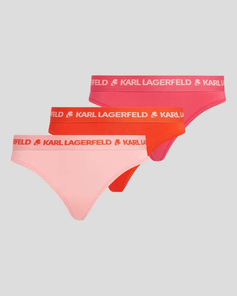 Karl Lagerfeld Logo-tangas – 3er-set, Frau, Feurig Rot-Himbeere Flamingo, Größe Feurig