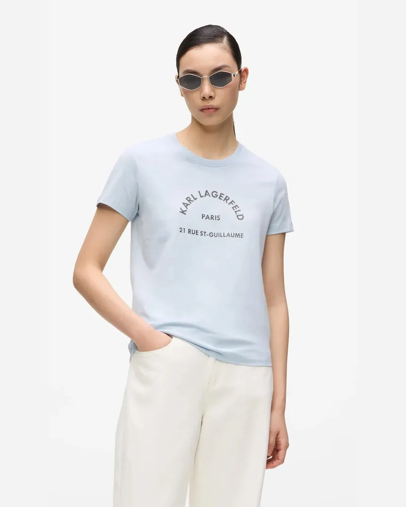 Karl Lagerfeld Rue St-guillaume T-shirt Mit Glitzer, Damen, Kentucky Blau, Größe Kentucky