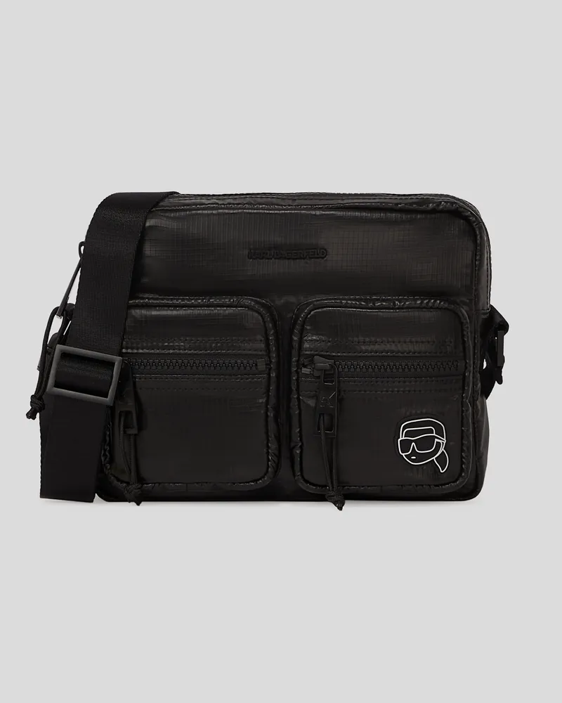 Karl Lagerfeld Ikon umhängetasche Aus Bauschigem Nylon, Mann, Schwarz, Größe Schwarz