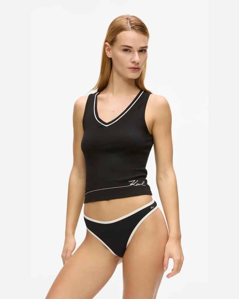 Karl Lagerfeld Signature-loungewear-tanktop, Damen, Schwarz, Größe Schwarz