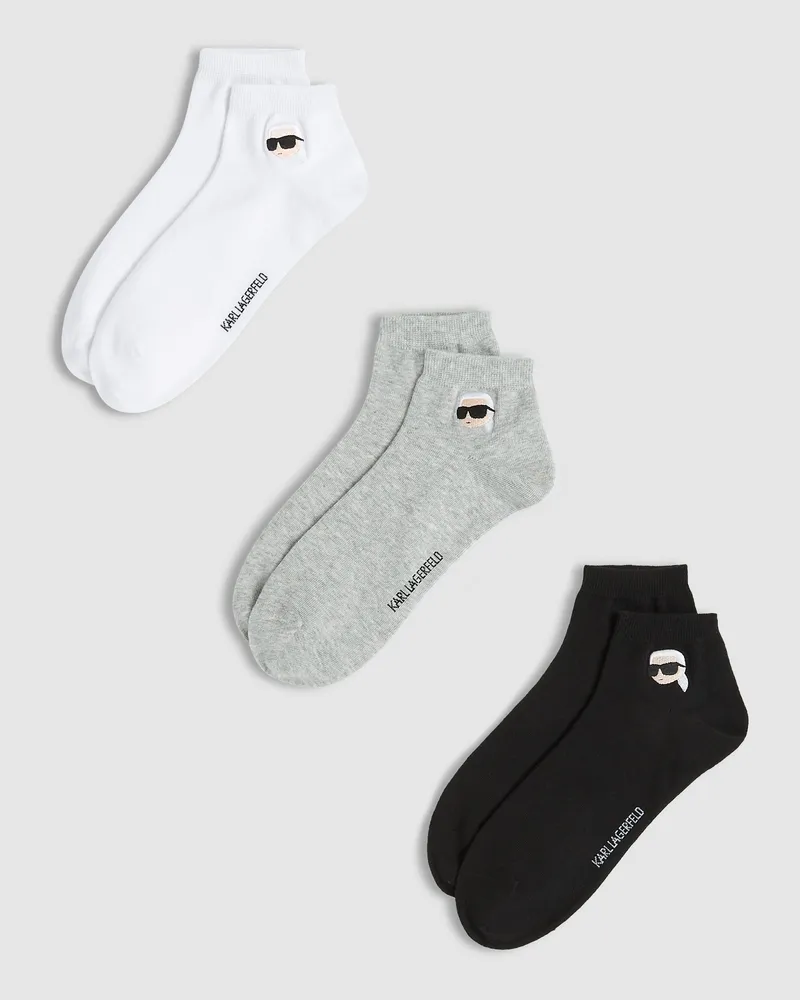 Karl Lagerfeld Ikon- Kurze Socken – 3er-pack, Male, Schwarz/weiss/grau, Size Multicoloured