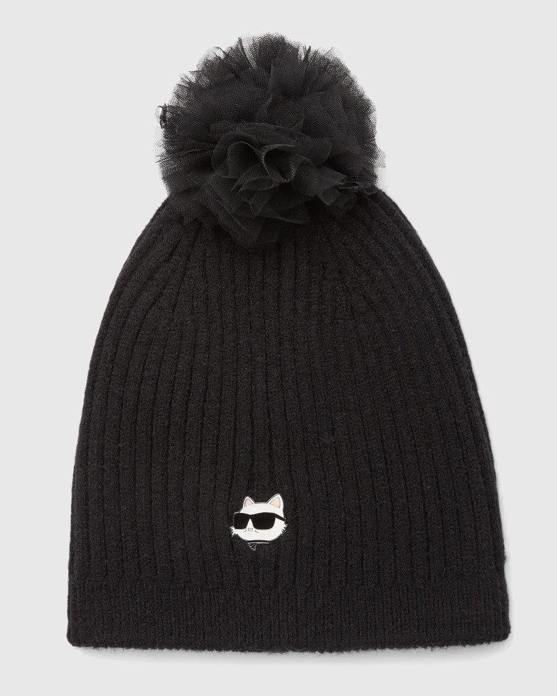 Karl Lagerfeld Ikon Choupette Bommelmütze Für Mädchen, Schwarz, Größe Schwarz
