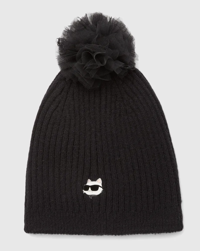 Karl Lagerfeld Ikon Choupette Bommelmütze Für Mädchen, Schwarz, Größe Schwarz