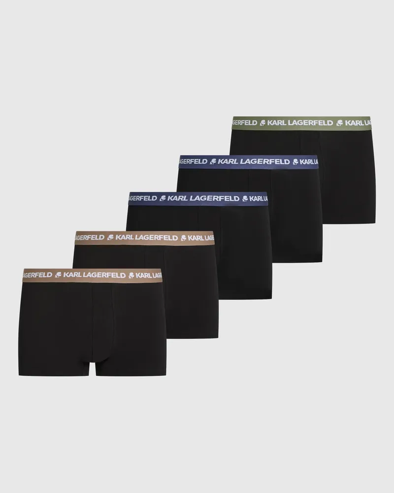 Karl Lagerfeld Boxershorts Mit Kontrastierendem Bund – 5er-set, Herren, Neutral-lichen Green-zindf, Größe Neutral-lichen