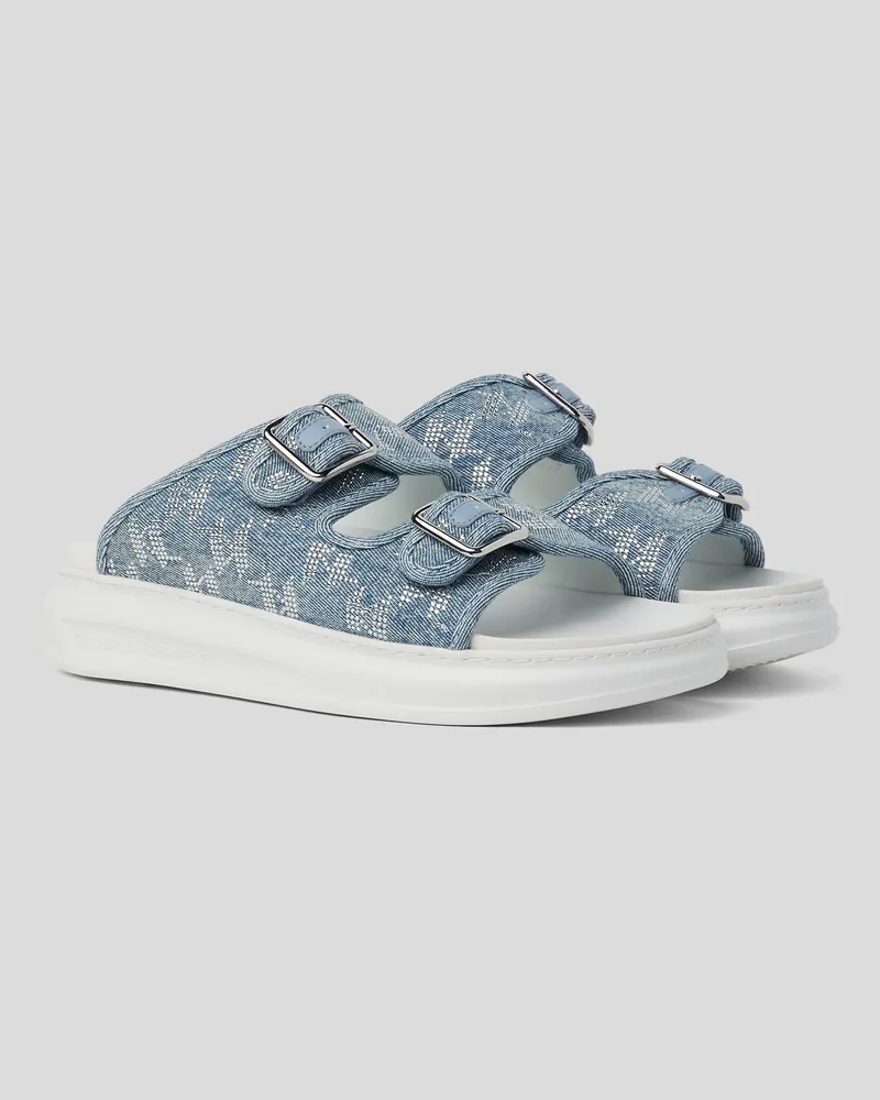 Karl Lagerfeld Kapri Denim-slipper Mit Strass, Frau, Sodalite Blue, Größe Sodalite