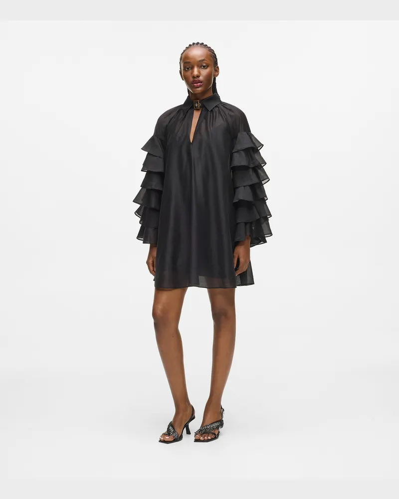Karl Lagerfeld Kleid Mit Volantärmeln, Damen, Schwarz, Größe Schwarz