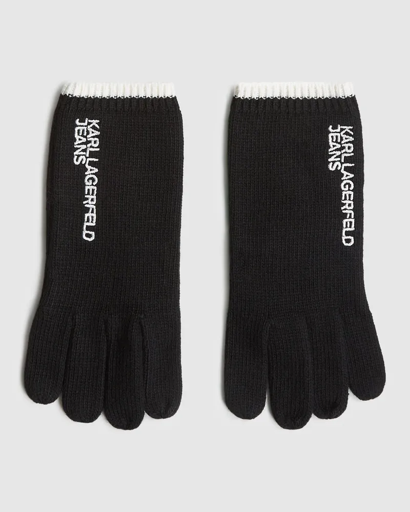 Karl Lagerfeld Strickhandschuhe Mit Logo, Damen, Schwarz, Größe Schwarz
