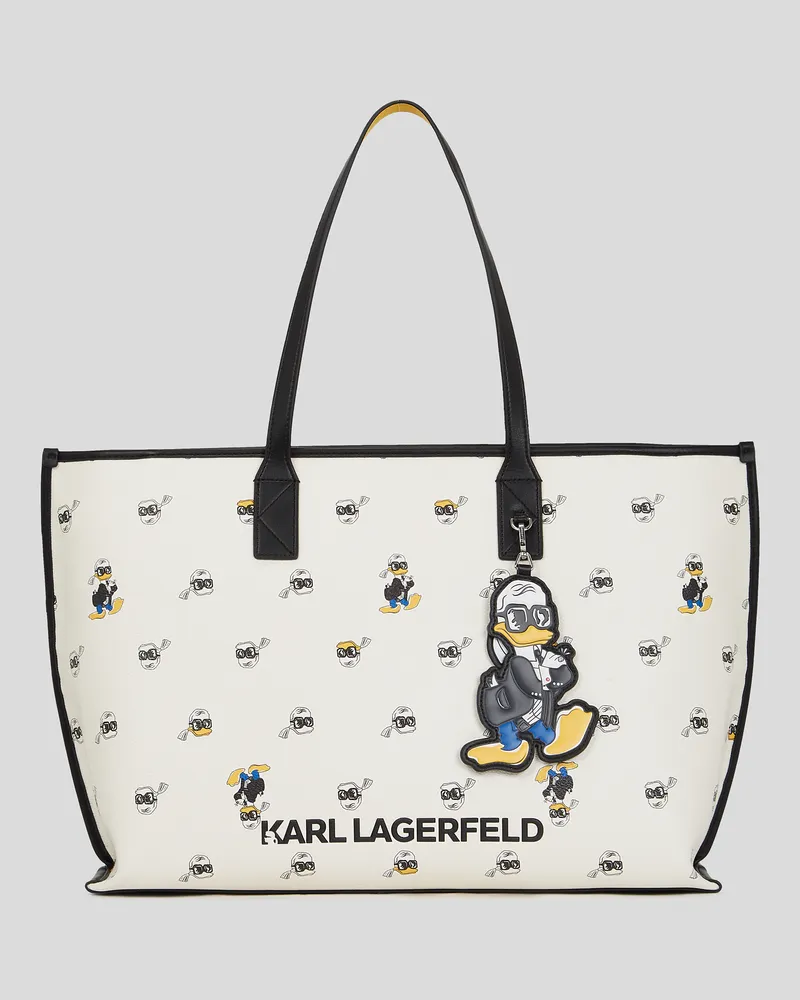 Karl Lagerfeld Disney X Kl Tote-bag Mit Print, Frau, Cannoli Creme-Schwarz, Größe Cannoli