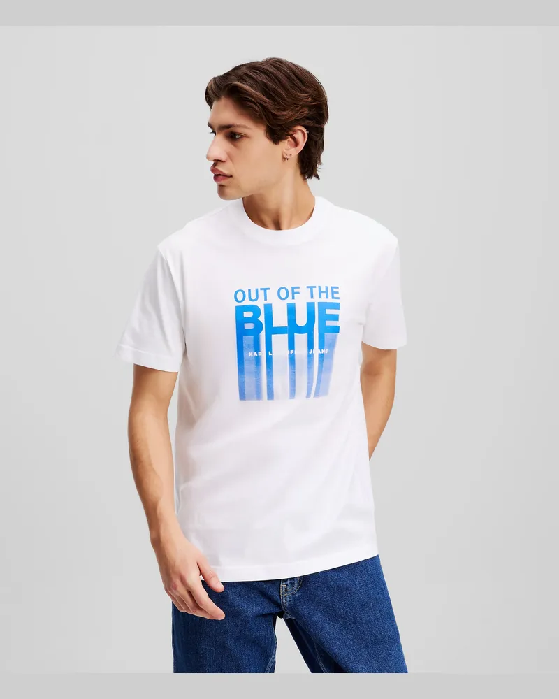 Karl Lagerfeld T-shirt Mit „out Of The Blue“-grafik, Herren, Weiss, Größe Weiss