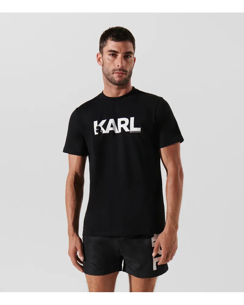 Karl Lagerfeld Strand-t-shirt mit Karl-logo, Mann, Schwarz/weiss Schwarz