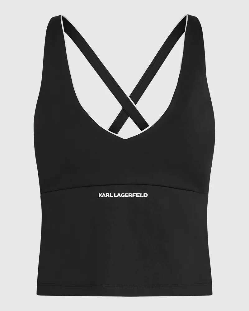 Karl Lagerfeld Athleisure-tanktop Mit Kontrastierender Paspelierung, Damen, Schwarz, Größe Schwarz