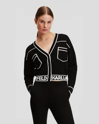 Karl Lagerfeld Kurzer Cardigan mit Karl-logo, Frau, Schwarz Schwarz