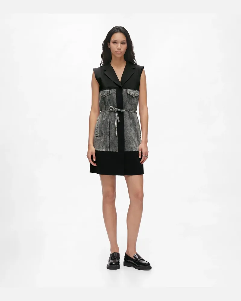 Karl Lagerfeld Blazer-kleid Mit Jeansstoff-panel, Female, Black-acid Grey, Size Grey