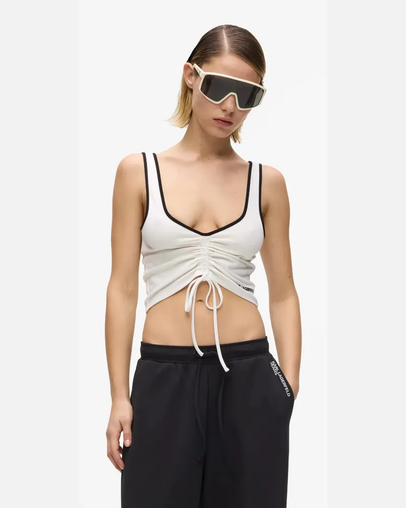 Karl Lagerfeld Tanktop Mit V-ausschnitt Und Raffung, Damen, Weiss, Größe Weiss