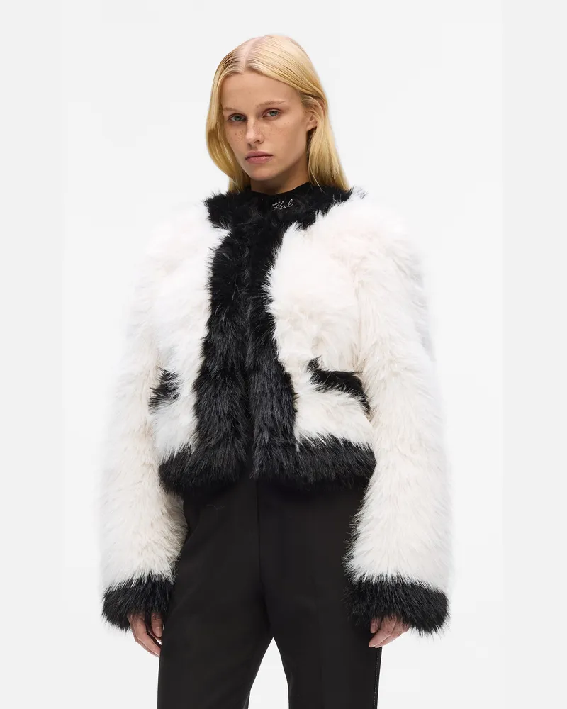 Karl Lagerfeld Jacke Aus Kunstpelz, Damen, Weiss/schwarz, Größe Weiss