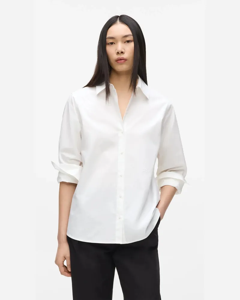 Karl Lagerfeld Klassisches, Legeres Popeline-hemd, Damen, Weiss, Größe Weiss