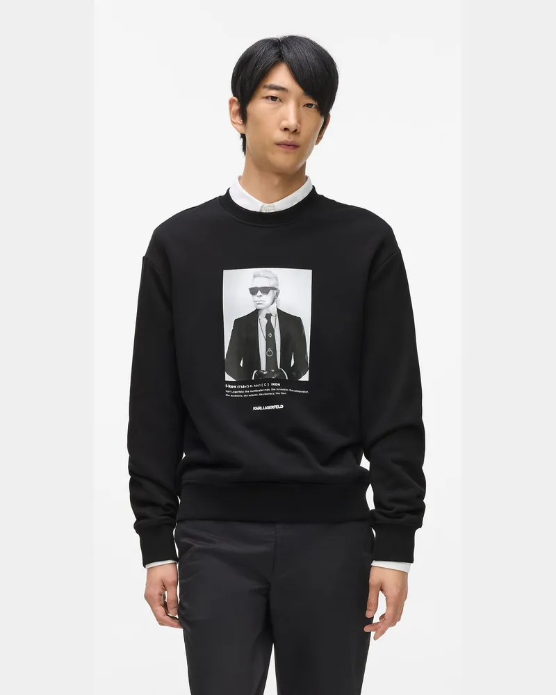 Karl Lagerfeld Sweatshirt Mit Karl-porträt, Herren, Schwarz, Größe Schwarz