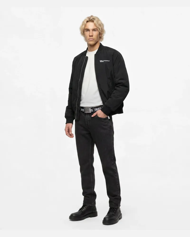 Karl Lagerfeld Schmal Zulaufende Schwarze Jeans Mit Waschung, Herren, Gewaschenes Schwarz, Größe Gewaschenes