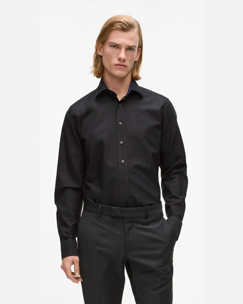 Karl Lagerfeld Klassisches Schwarzes Hemd, Herren, Schwarz, Größe Schwarz