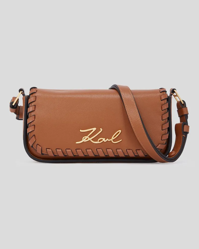 Karl Lagerfeld K/signature Umhängetasche Mit Nahtdetails, Frau, Dunkles Tan, Größe Dunkles