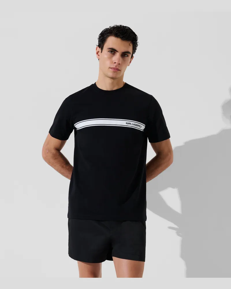Karl Lagerfeld Strand-t-shirt Mit Logo, Male, Visuell Verwaschenes Blau, Used-look, Size Black