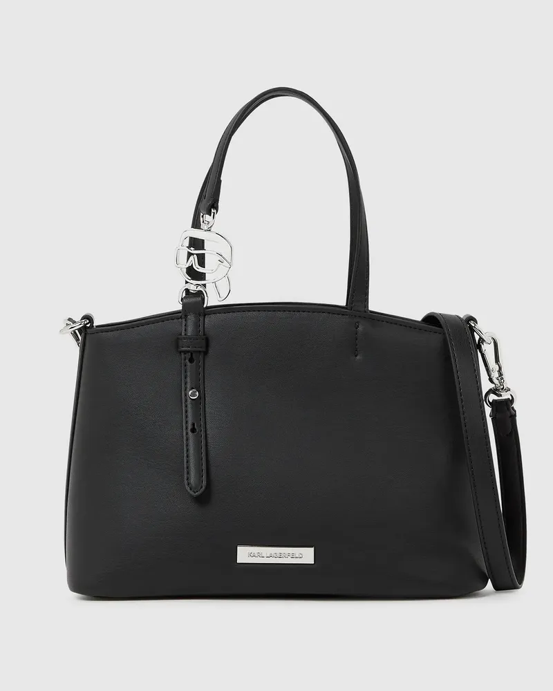 Karl Lagerfeld Ikon Glatte Kleine Tote Bag, Damen, Schwarz, Größe Schwarz