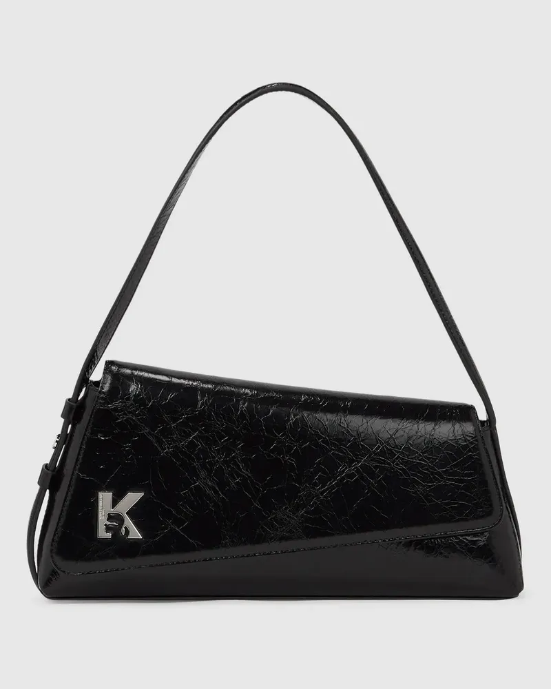 Karl Lagerfeld Geo Hochglänzende Tasche Mit Umschlagklappe, Damen, Schwarz, Größe Schwarz