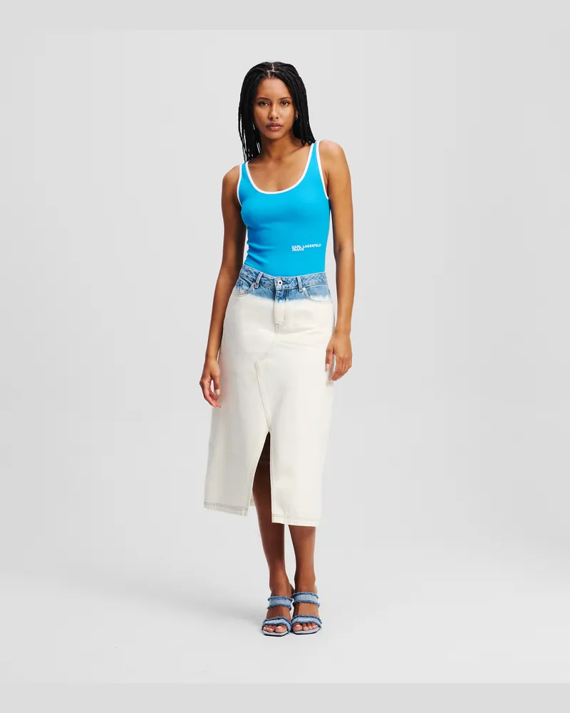Karl Lagerfeld Denim-midirock Mit Ombré-effekt, Frau, Blau Ombre, Größe Blau