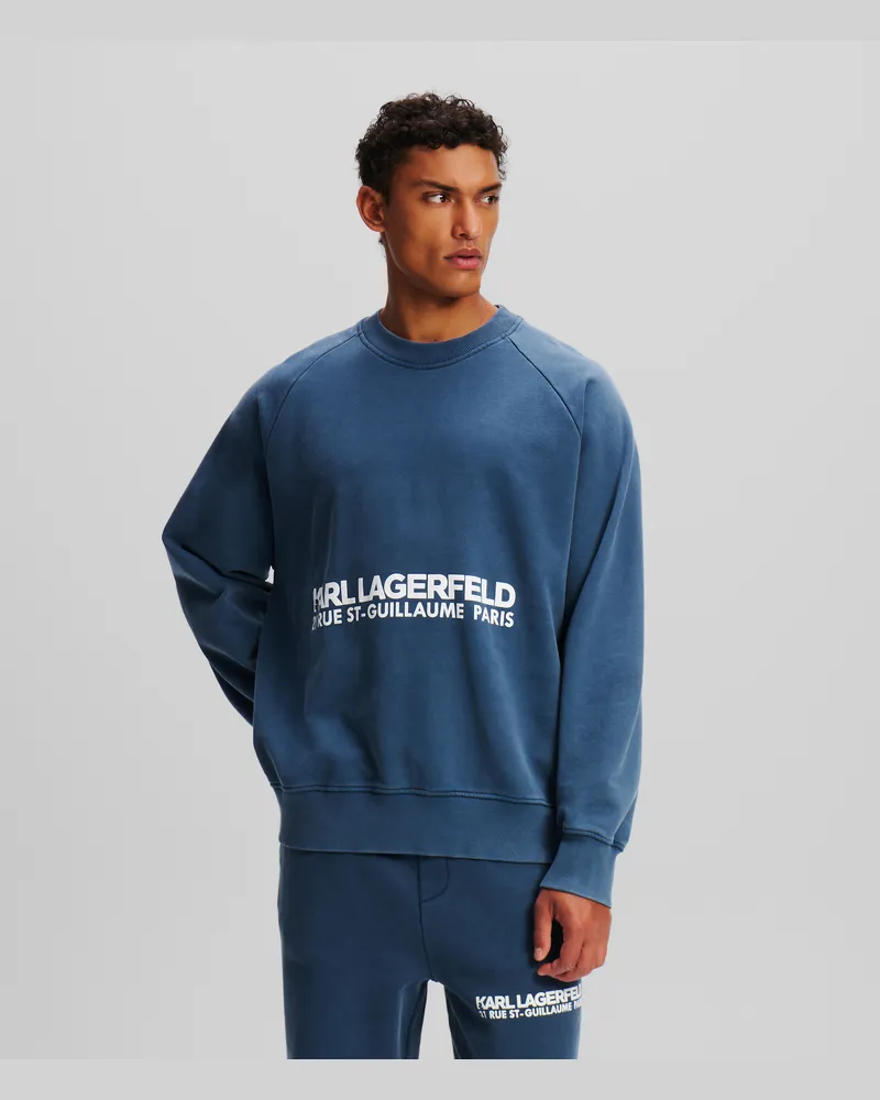 Karl Lagerfeld Gewaschenes Rue st-guillaume sweatshirt, Mann, Schwarz Iris, Größe Schwarz