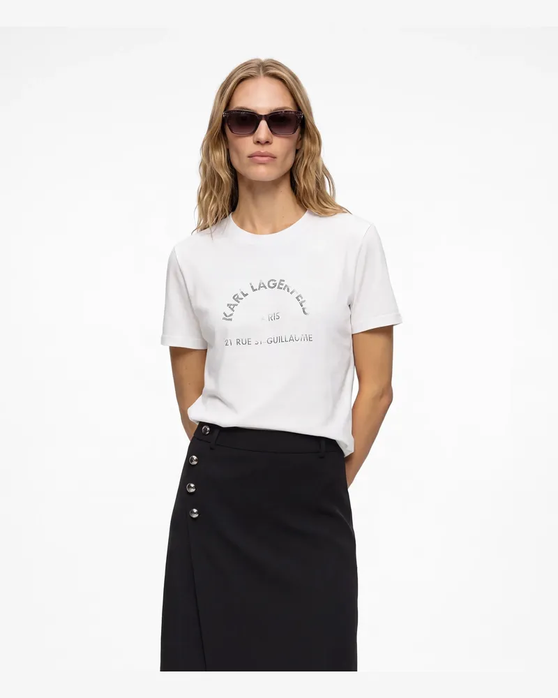 Karl Lagerfeld Exklusives Rue St-guillaume T-shirt Mit Strass, Female, Weiss, Size White