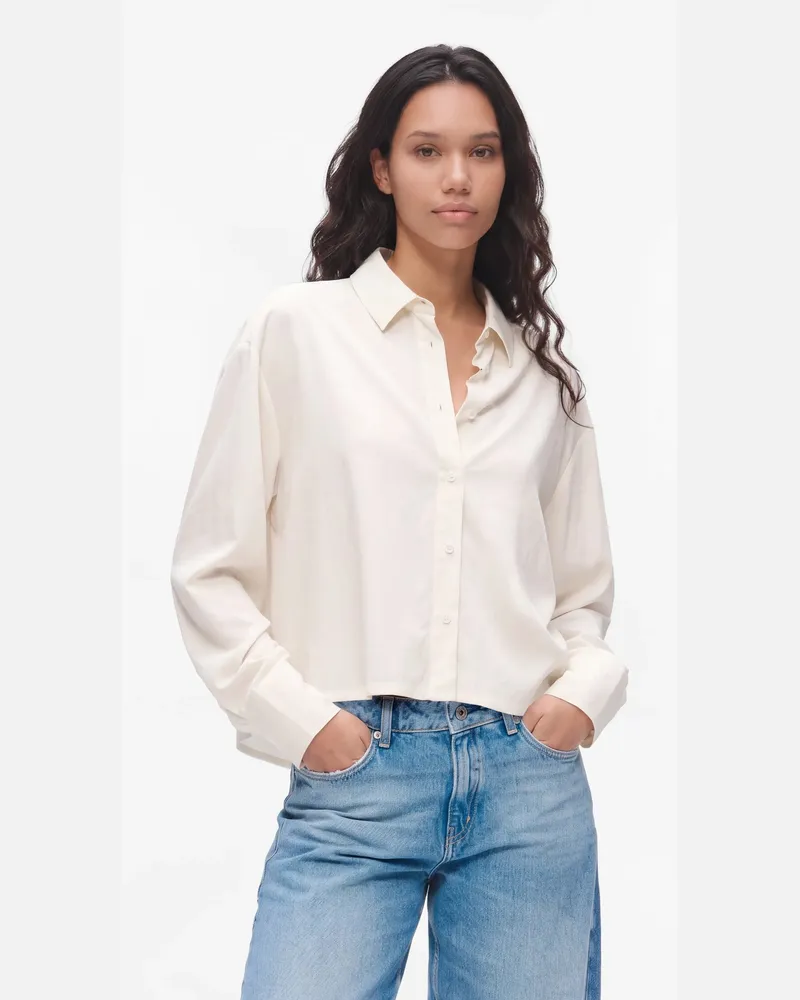 Karl Lagerfeld Kastenförmiges Hemd Mit Schlitz Am Rücken, Female, Reiher, Size White