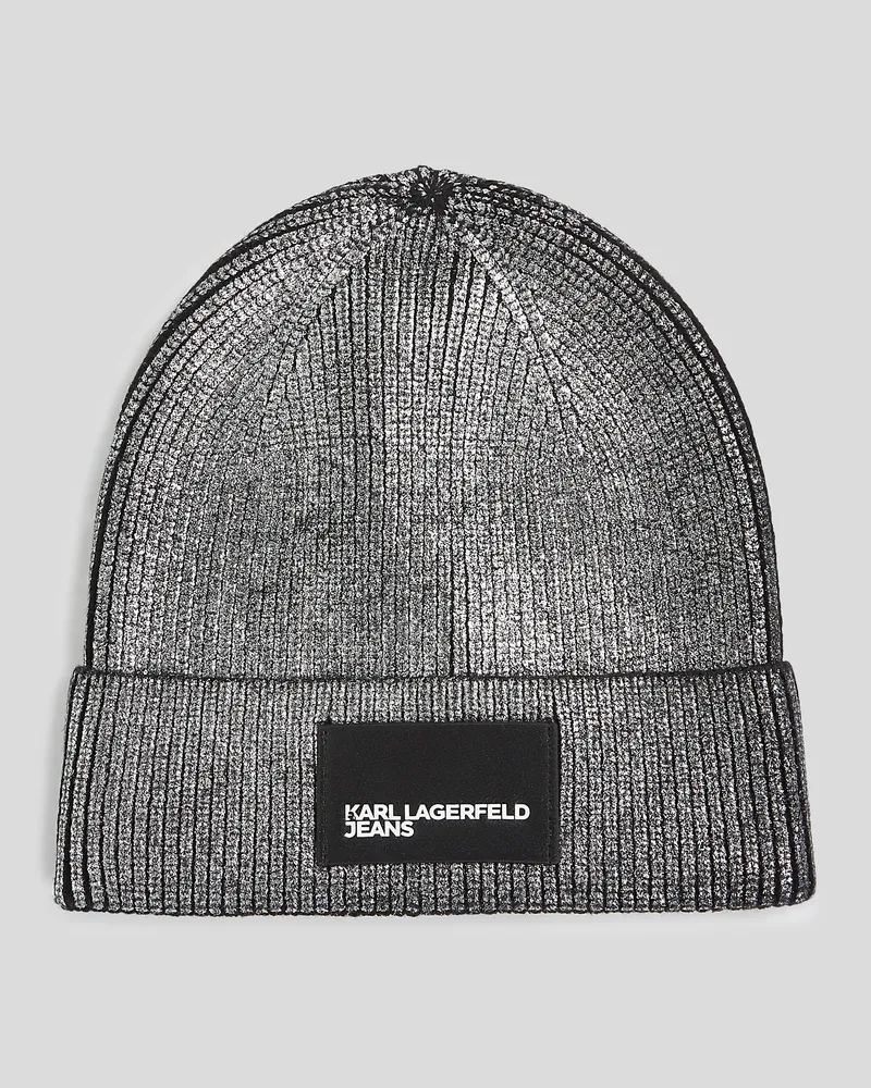 Karl Lagerfeld Beanie-mütze In Metallic-optik, Frau, Gunmetal, Größe Gunmetal