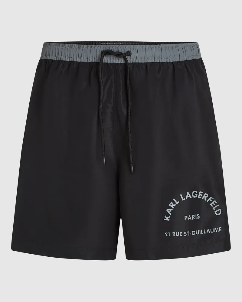 Karl Lagerfeld Rue St-guillaume Boardshorts Im Kontrastdesign, Herren, Magnet, Größe Magnet