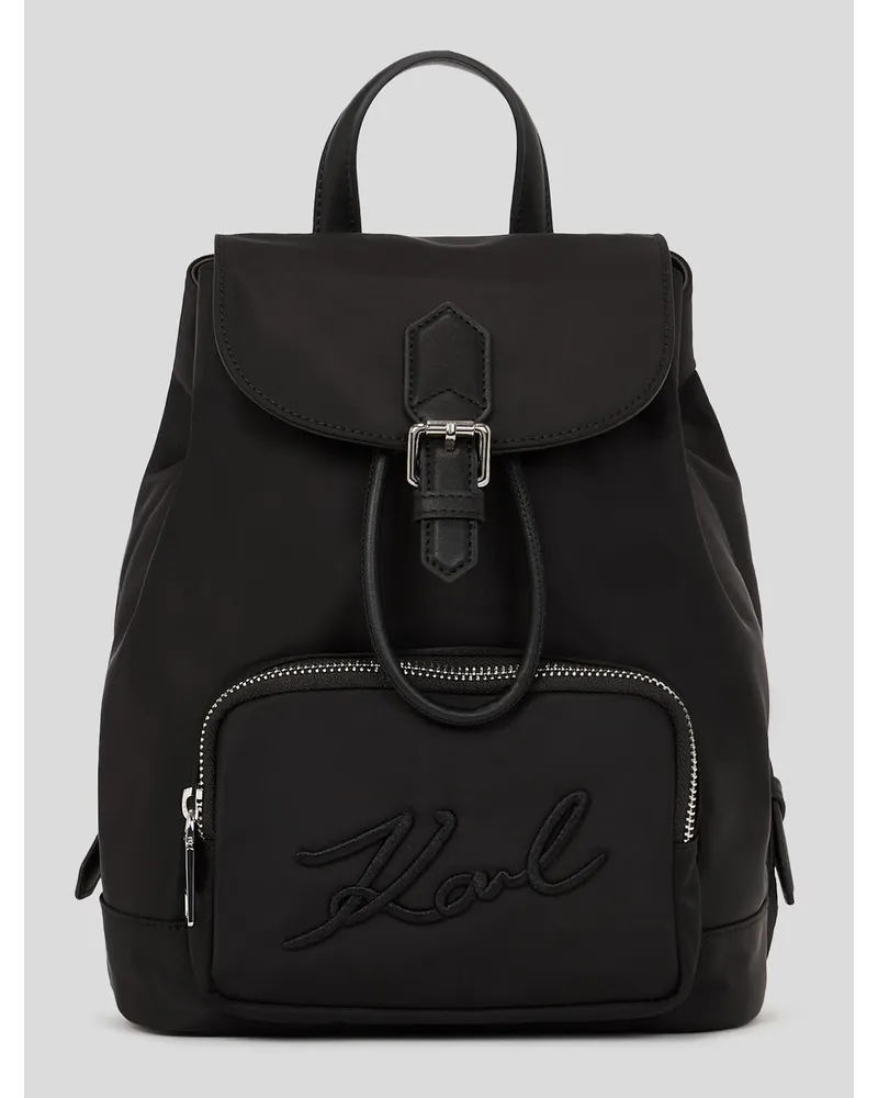 Karl Lagerfeld K/signature Rucksack aus Nylon, Frau, Schwarz Schwarz