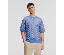 Strick-t-shirt mit Kl-monogramm, Mann, Blendend Blau