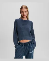 Karl Lagerfeld Klj sweatshirt mit Säurewaschung, Frau, Blau Washed Blau