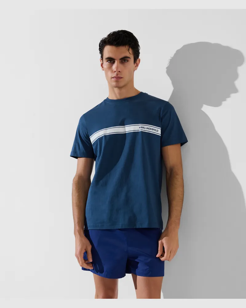 Karl Lagerfeld Strand-t-shirt Mit Logo, Mann, Dämmerungsblau, Größe Dämmerungsblau