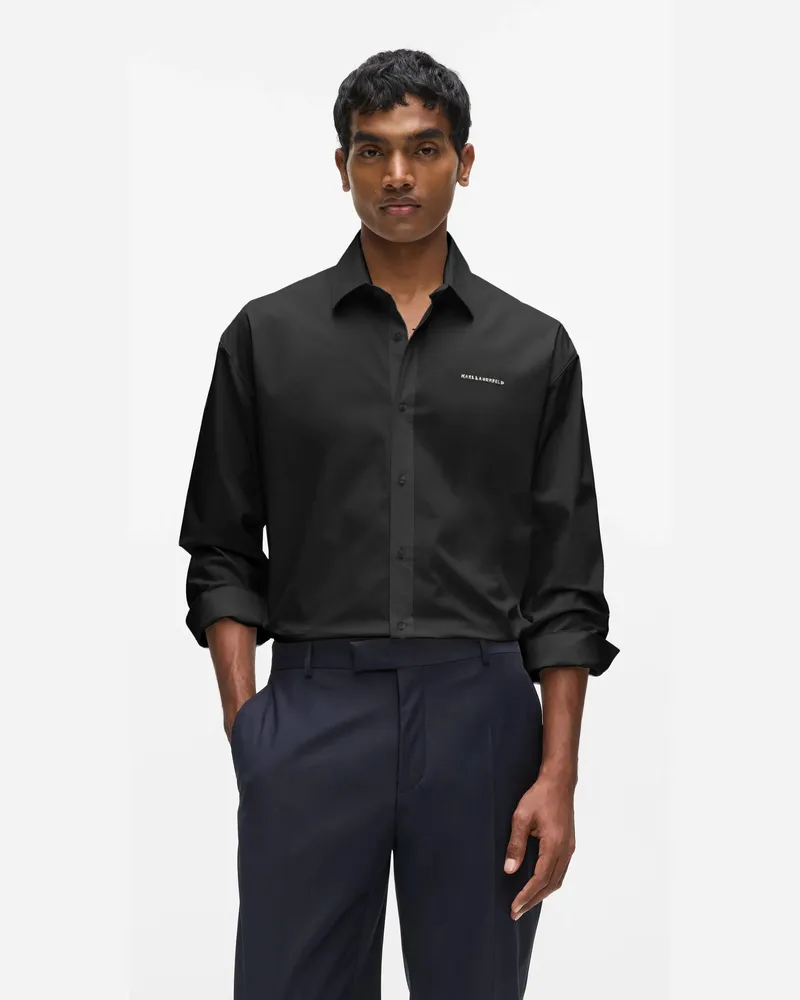 Karl Lagerfeld Hemd Mit Metallic-logo, Male, Schwarz, Size Black