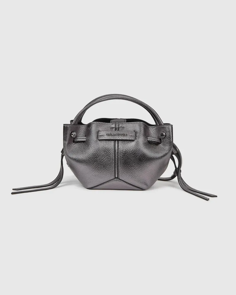 Karl Lagerfeld K/pierced Mini-bucket bag In Metallic-optik, Damen, Gunmetal, Größe Gunmetal