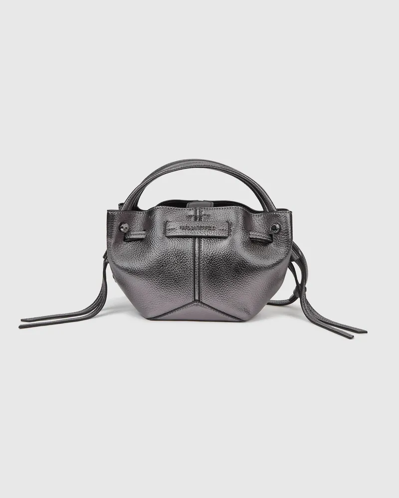 Karl Lagerfeld K/pierced Mini-bucket bag In Metallic-optik, Damen, Gunmetal, Größe Gunmetal