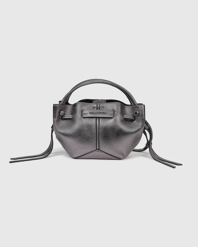 Karl Lagerfeld K/pierced Mini-bucket bag In Metallic-optik, Damen, Gunmetal, Größe Gunmetal