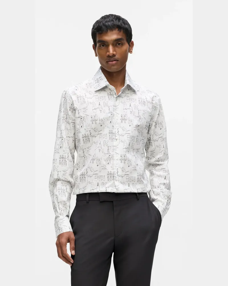 Karl Lagerfeld Hemd Mit Skizzen Von Karl Lagerfeld, Male, Weiss, Size White