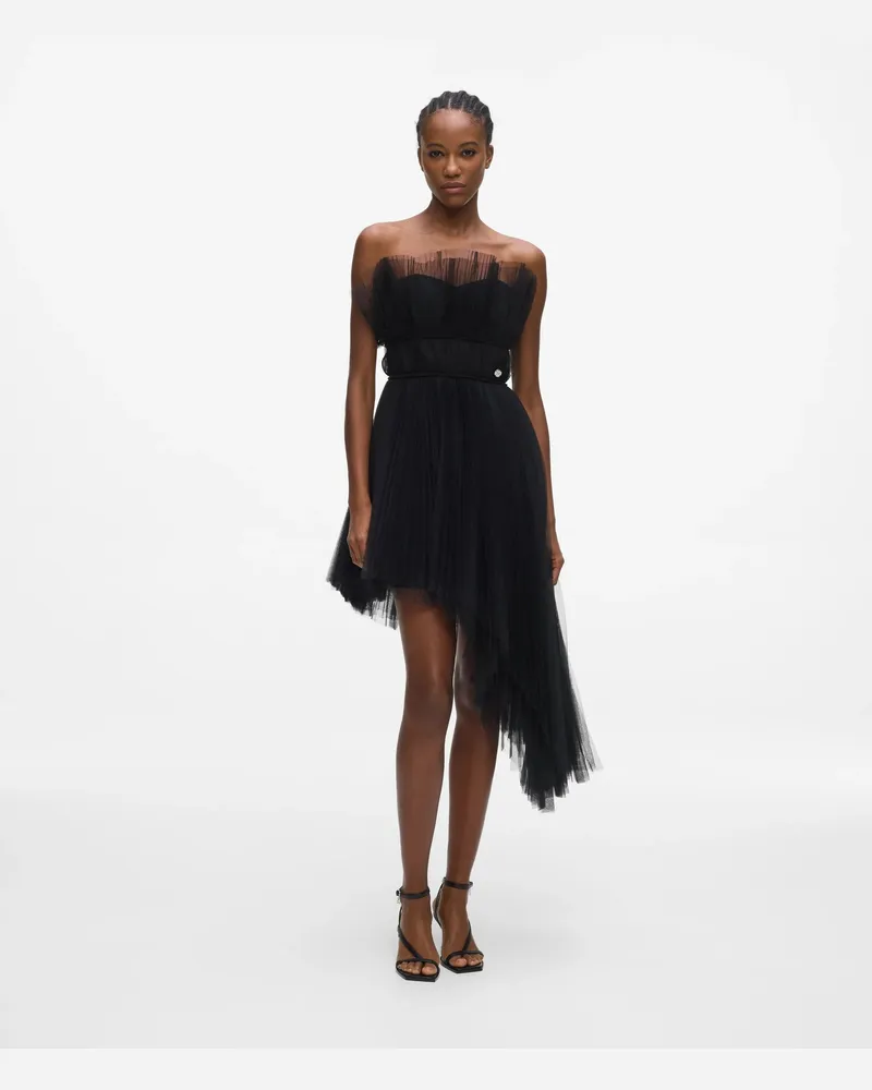 Karl Lagerfeld Asymmetrisches Tüllkleid, Damen, Schwarz, Größe Schwarz
